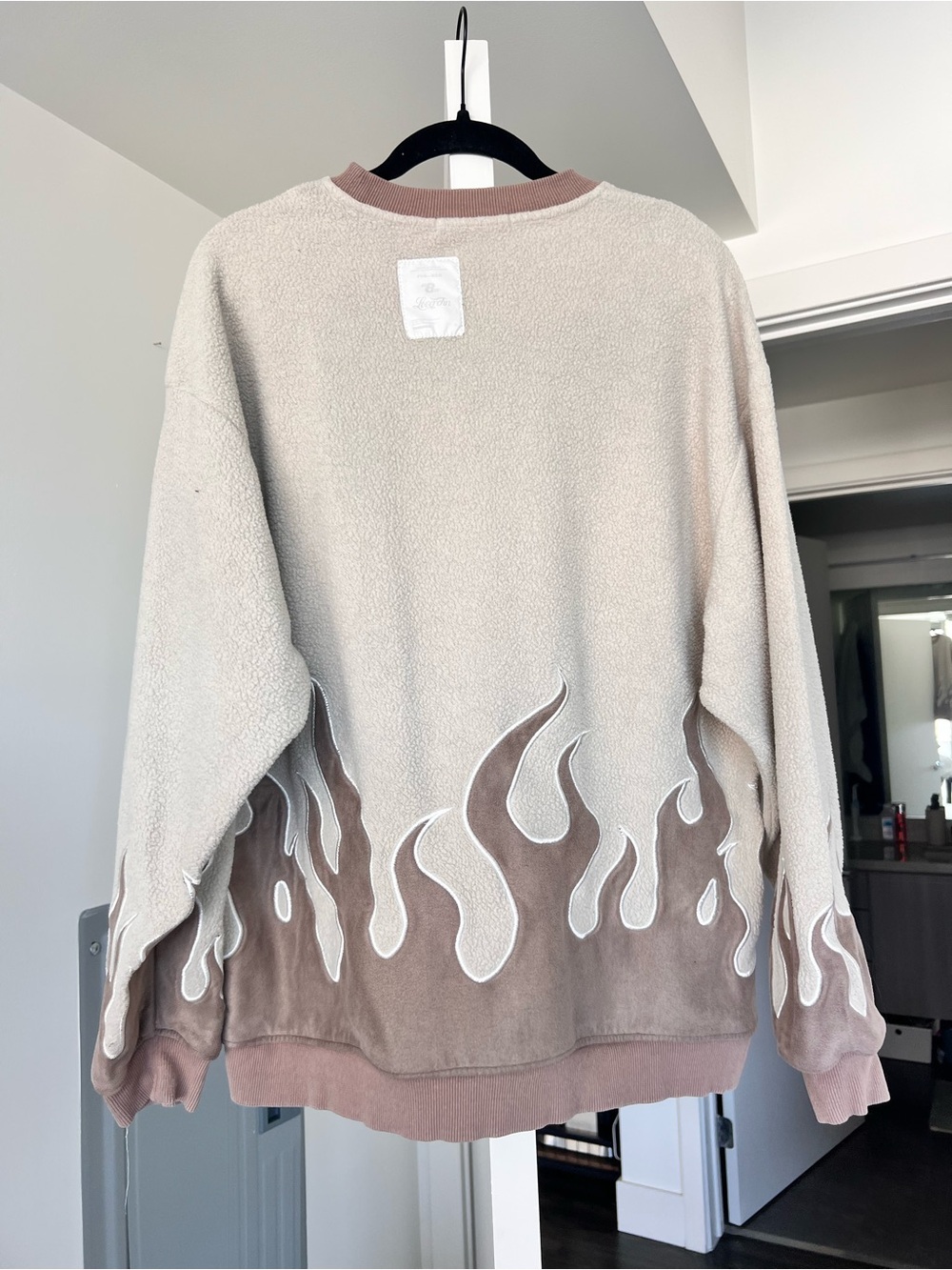 Aelfric Eden Oversized Flames Crewneck Sweatshirt Brown Size L/XL - Picture 5 of 7